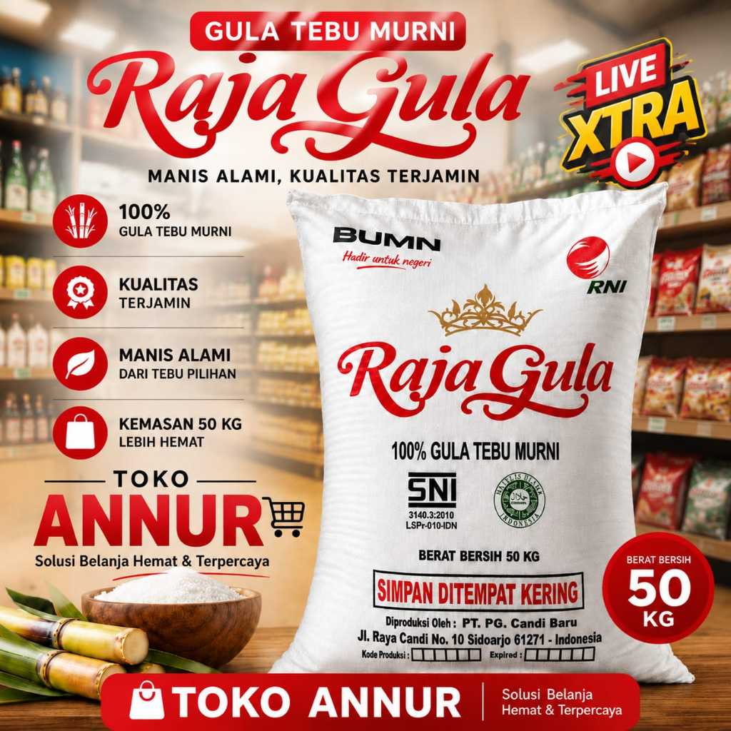 1 sak gula pasir RAJAGULA 50 kg - gula pasir putih dan kering