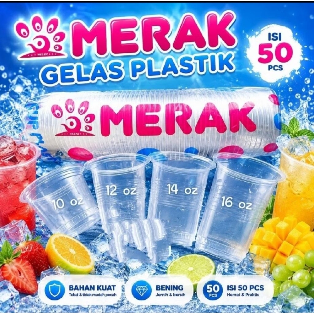 Cup Gelas/ Cup Plastik Merak 10oz/ 12oz/ 14oz/ 16oz