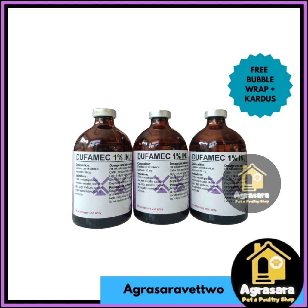 DUFAMEC 1 % INJ. 100ML - Obat Gudik Kutu Cacing hewan