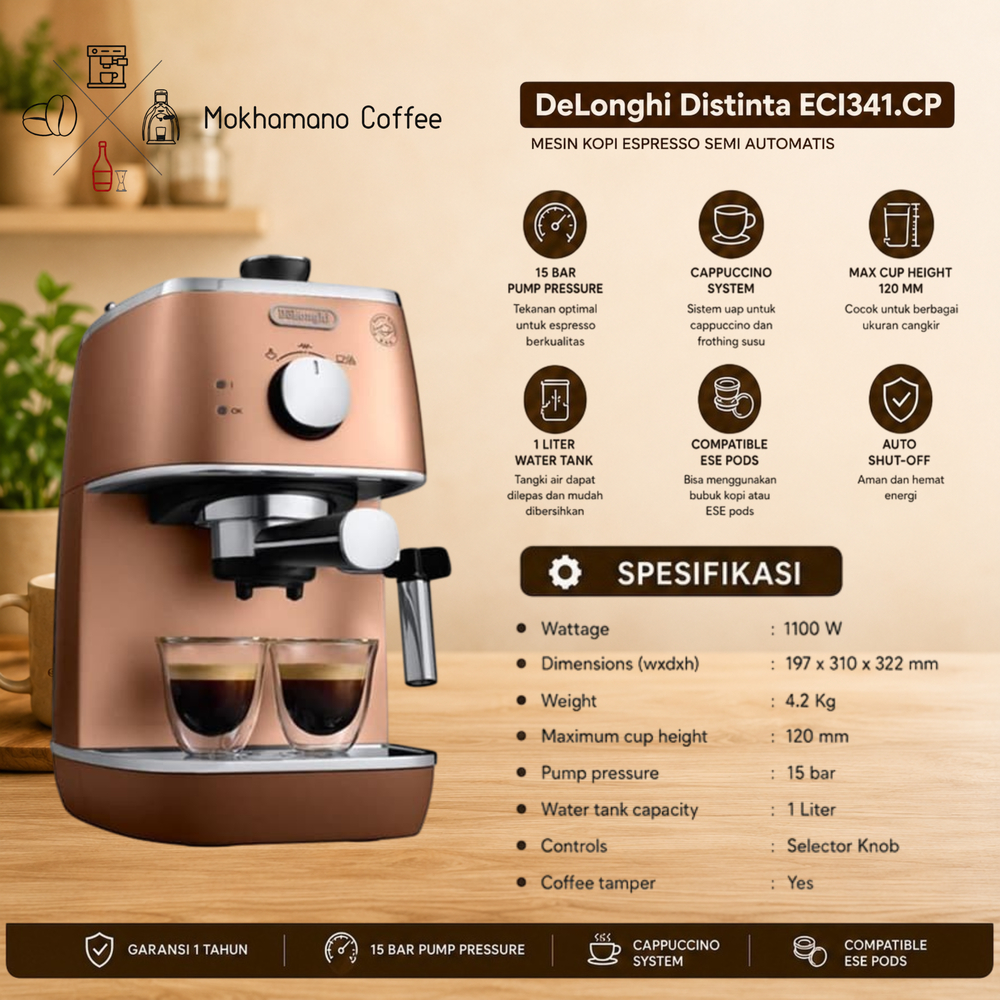 DeLonghi ECI341.CP Mesin Kopi Espresso Semi Otomatis