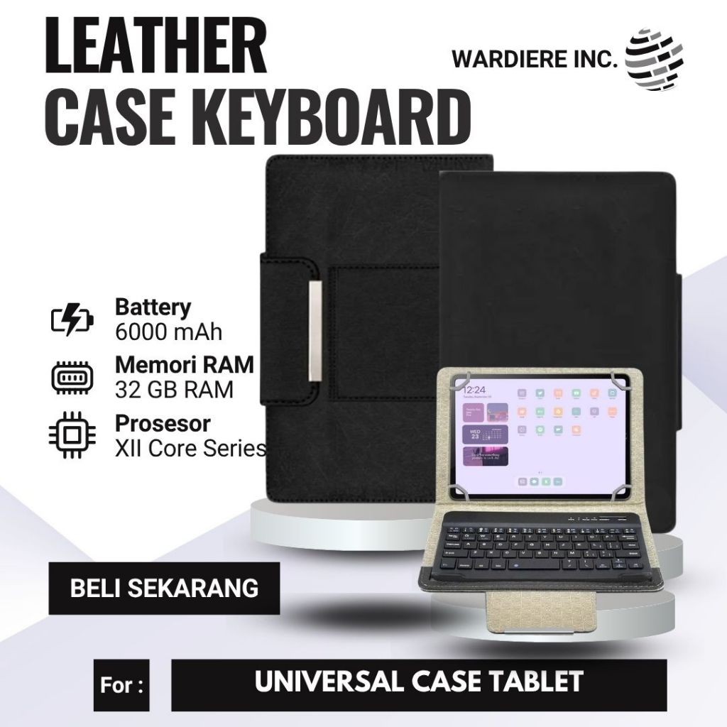 LEATHER CASE KEYBOARD - Casing Case Bisa untuk Itel Vista Tab 30 Pro VistaTab 13" Book Cover Flipcas