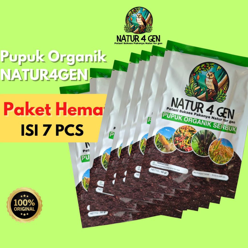 7 Pcs Pupuk Bio Organik NATUR4GEN PAKET SUPER HEMAT Pupuk Padi Pupuk Jagung Pupuk Sawit Pupuk tanama