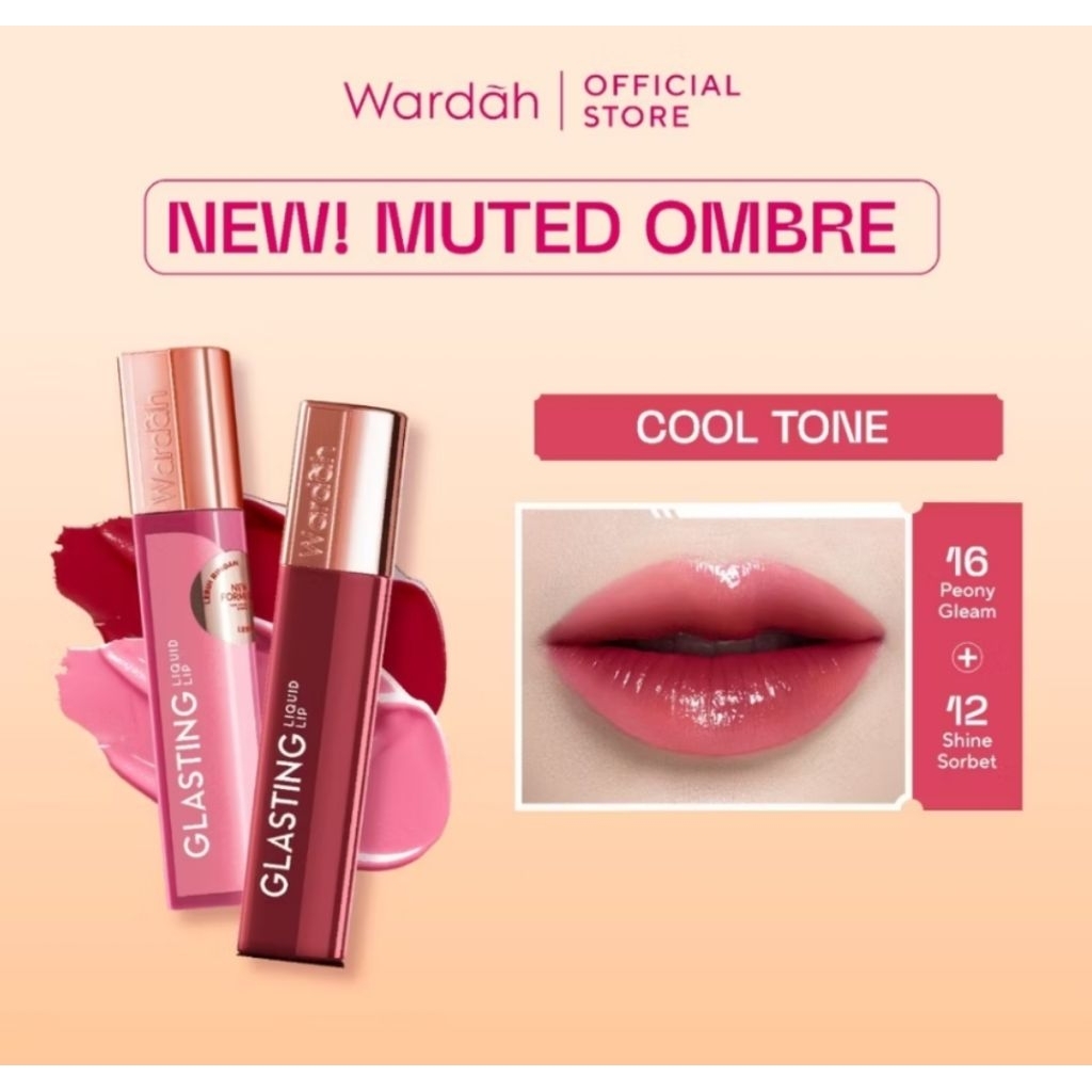WARDAH Ombre Glasting Liquid Lip + Matte Lip Cream -Lip-Stain-Lipgloss-Lipstik-Lip
