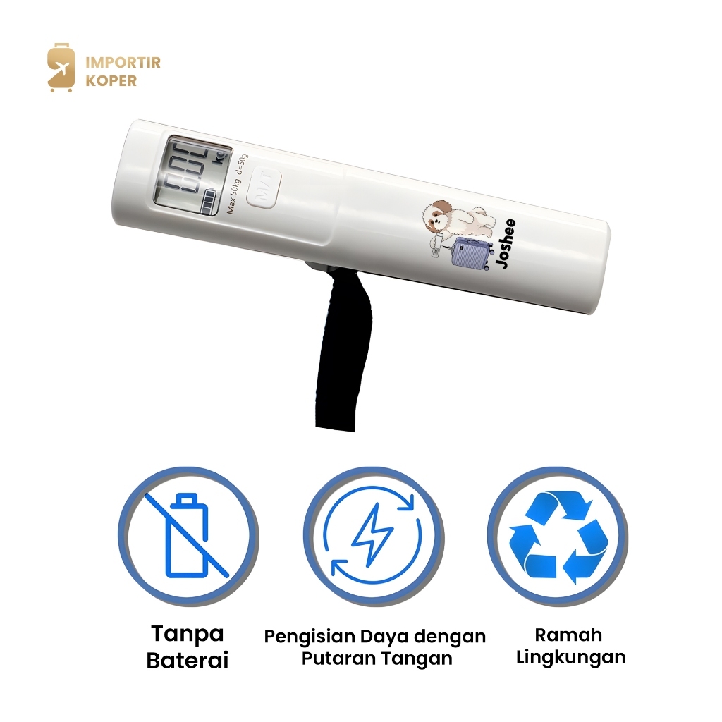 Joshee Timbangan Koper Portable Tanpa Baterai  Kinetic Energy Luggage Scale