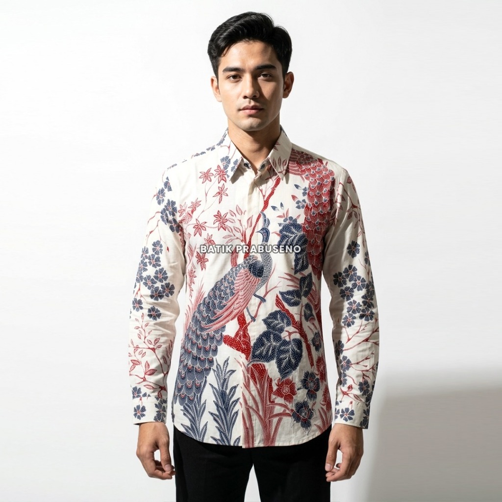 Prabuseno Batik Premium Motif CAKRA Kemeja Batik Pria Slimfit Lengan Panjang Pendek