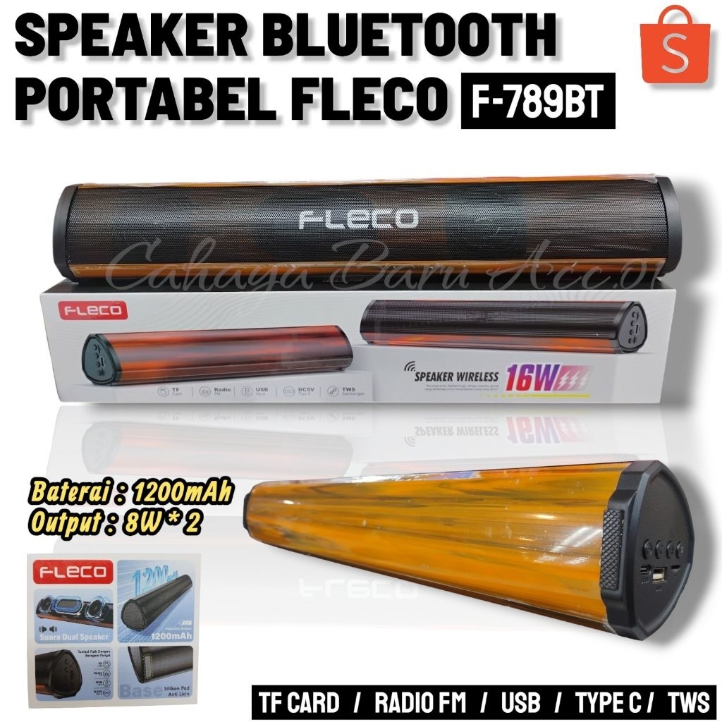 Fleco F-789BT Speaker Bluetooth Portable Full Bass Soundbar TV Laptop HP Suara Extrabass