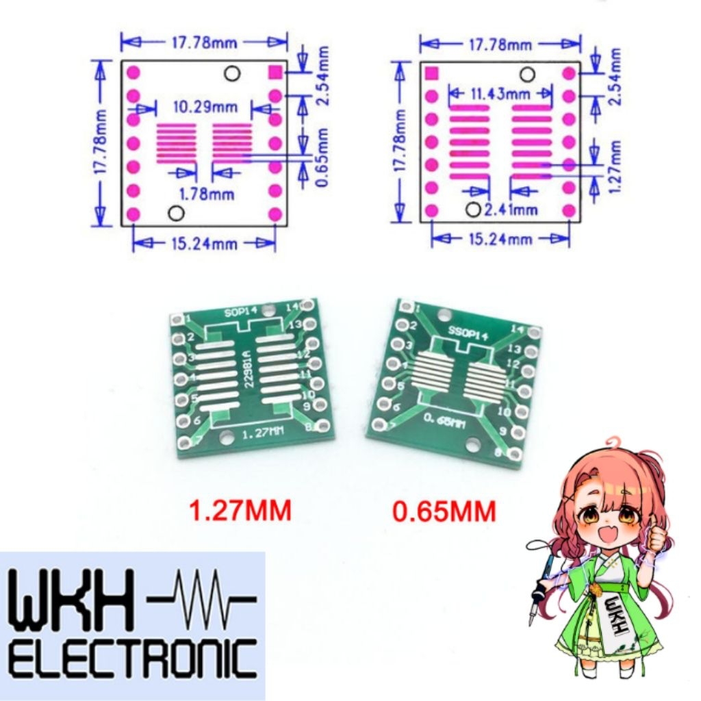 SOP14 SSOP14 TSOP14 to DIP-14 DIP14 DIP Pinboard SMD PCB Board Adapter
