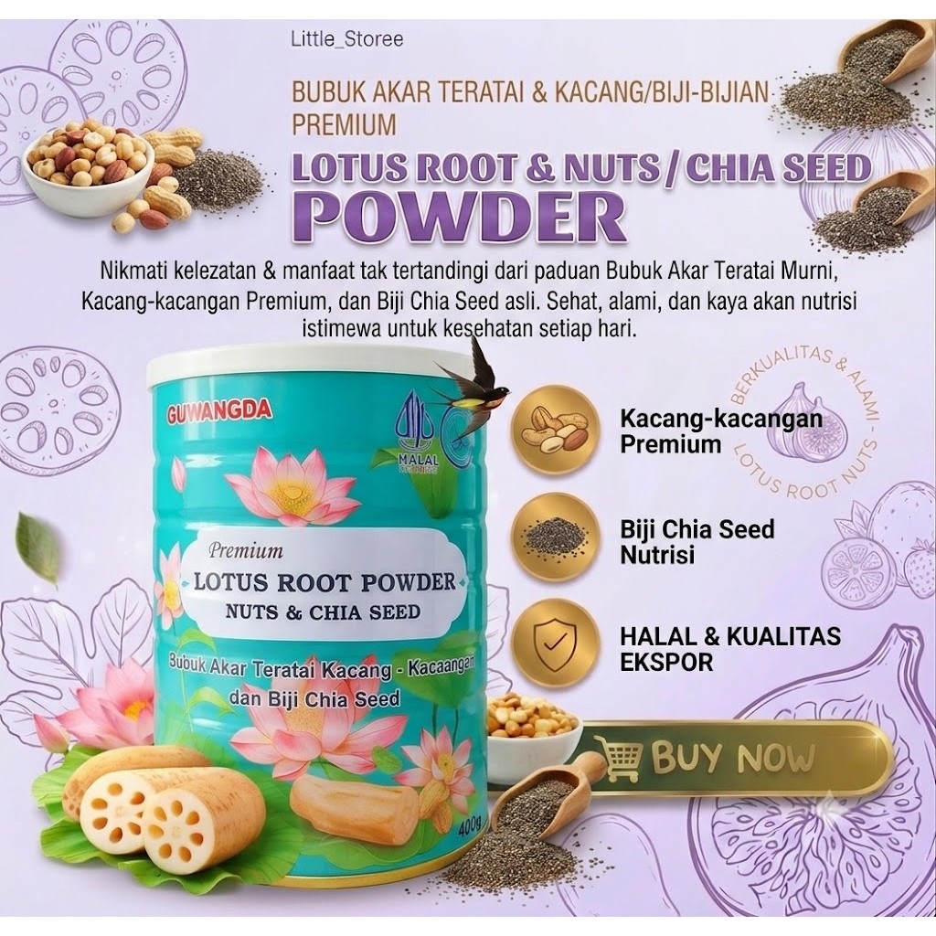 Chia Seed Nut Instant Soup Lotus Root Powder Bubur Akar Teratai Oufen 500Gr Oufen Lotus Root Powder