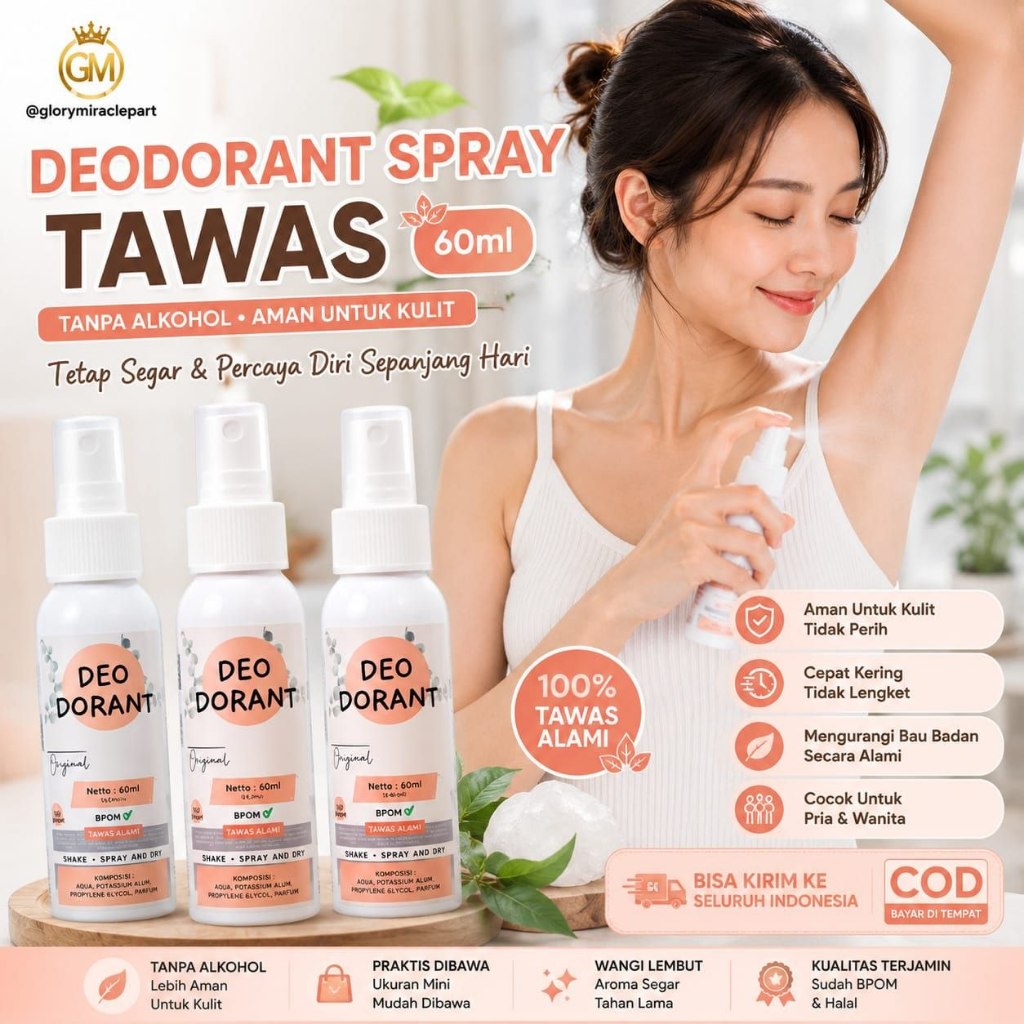 Deodorant Spray Tawas Ori 100 ml BPOM / Deodorant Natural / Deodorant Tawas