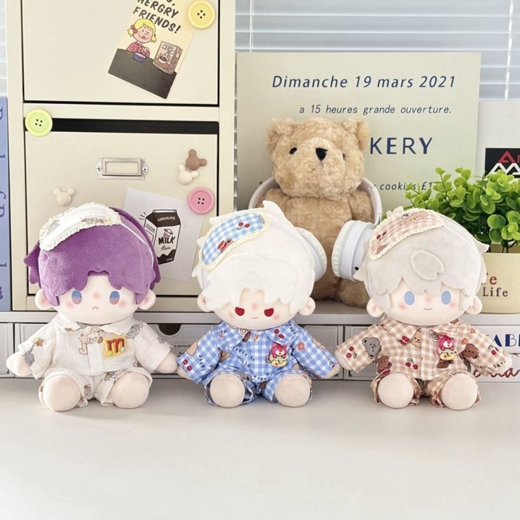 Set Pakaian Baju Tidur Piyama Boneka Cotton Doll 10cm/15cm/20cm/40cm Aksesoris Outfit Boneka Lucu