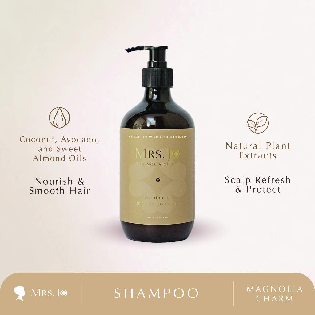 Mrs Jo Magnolia Charm Shampoo + Conditioner Aromatic Non SLS 500ml | Sampo Conditioner Non SLS Aroma
