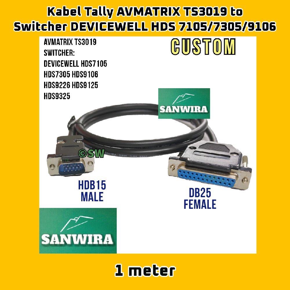 Kabel Data Tally AVMATRIX TS3019 to Switcher DEVICEWELL HDS7105 HDS7305 HDS9106 HDS9226 HDS9125 HDS9