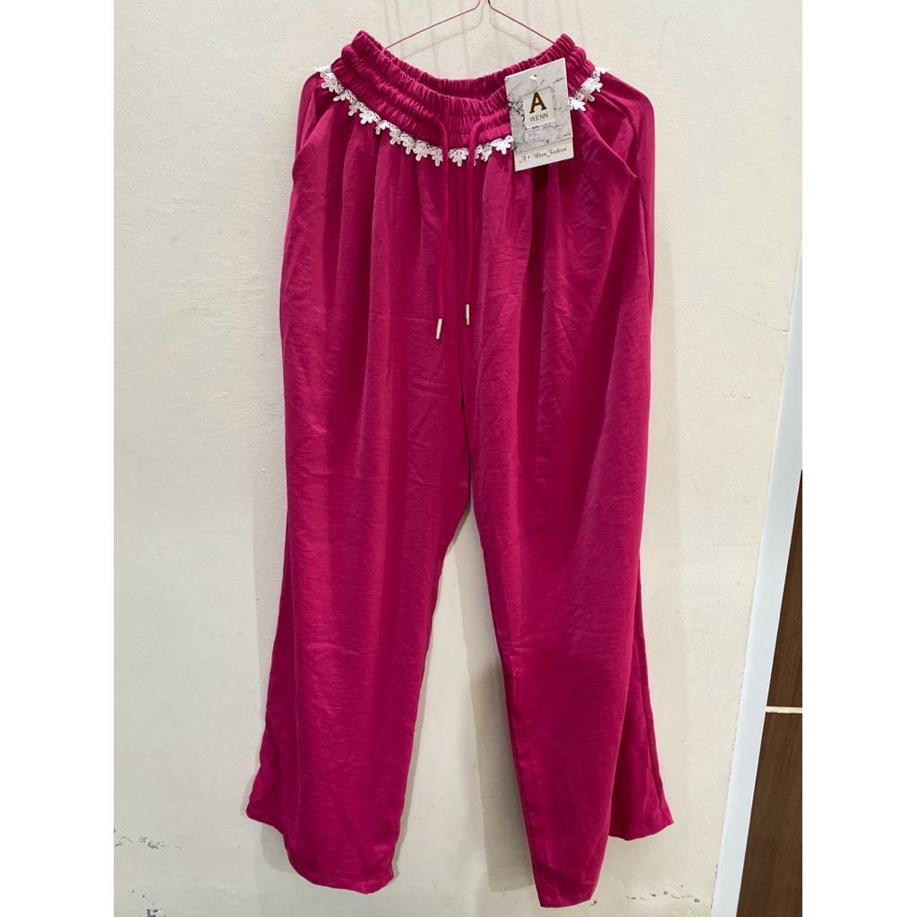 Ready stok BKK celana kulot pink fanta