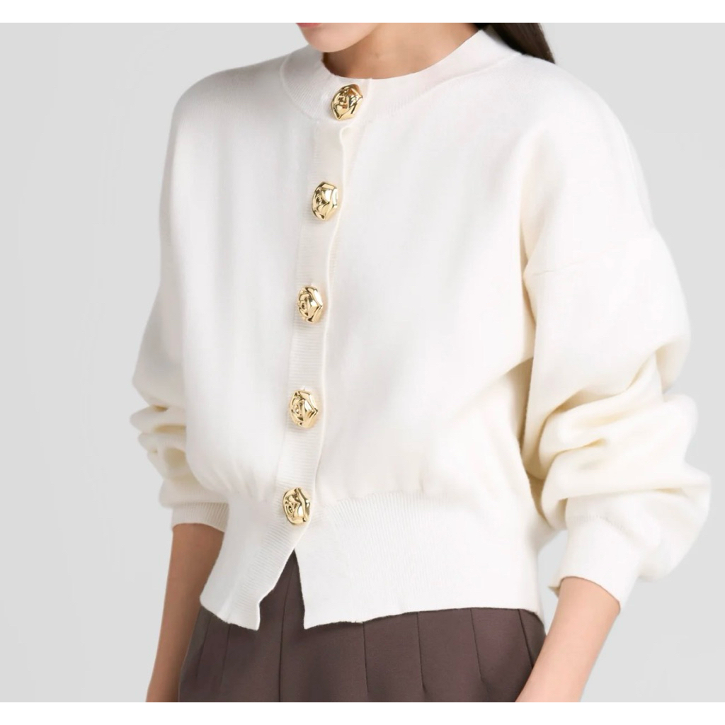 Look boutique store LBS - SAN KNIT CARDIGAN WHITE (S) sweater wanita