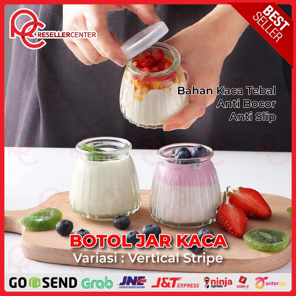 Puding Jar Kaca Clear 100ML 200ML VERTICAL STRIPE/JAR PUDING KACA