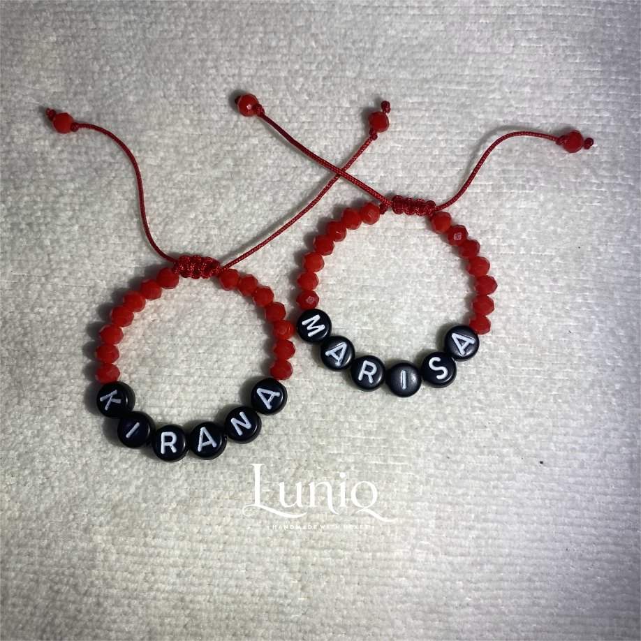 Gelang Tangan Bayi Kristal Tali Serut Custom Nama