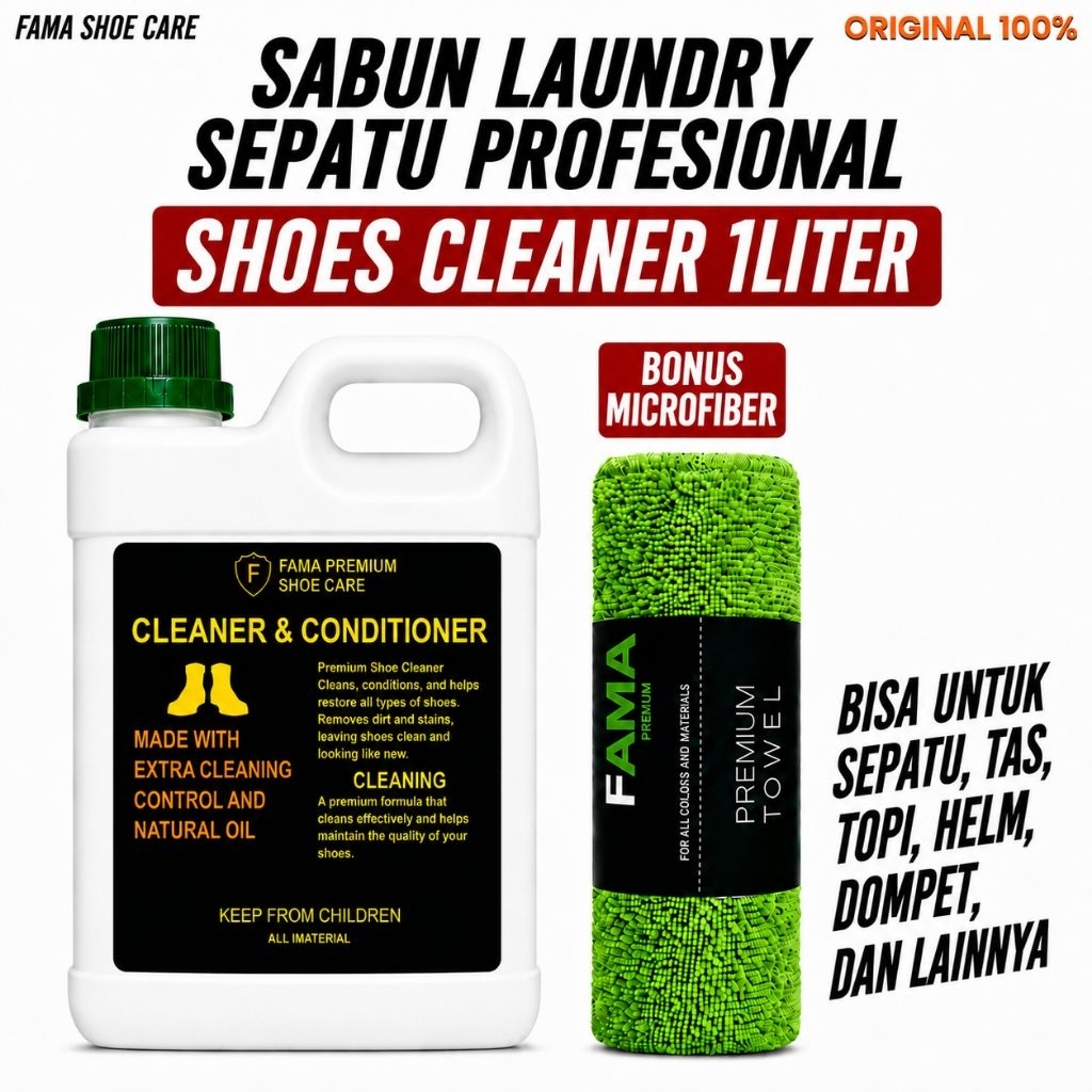 NEW PRODUK FAMA-SHOE CLEANER/SUPER CLEANER 1LITER-PEMBERSIH SEPATU- SABUN SEPATU-SHOES CLEANER- FAMA