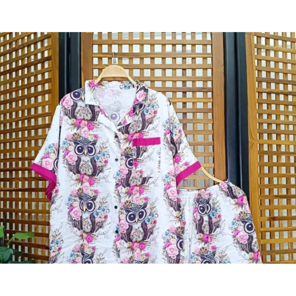 SET DANIA PENDEK PIYAMA RAYON PREMIUM BABYDOLL JUMBO CELANA PENDEK SETELAN ONE SET