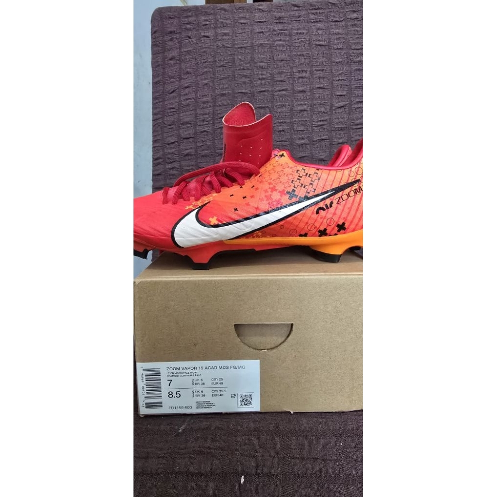 sepatu bola original nike zoom vpr 15 academy size 40/25 second rasa baru