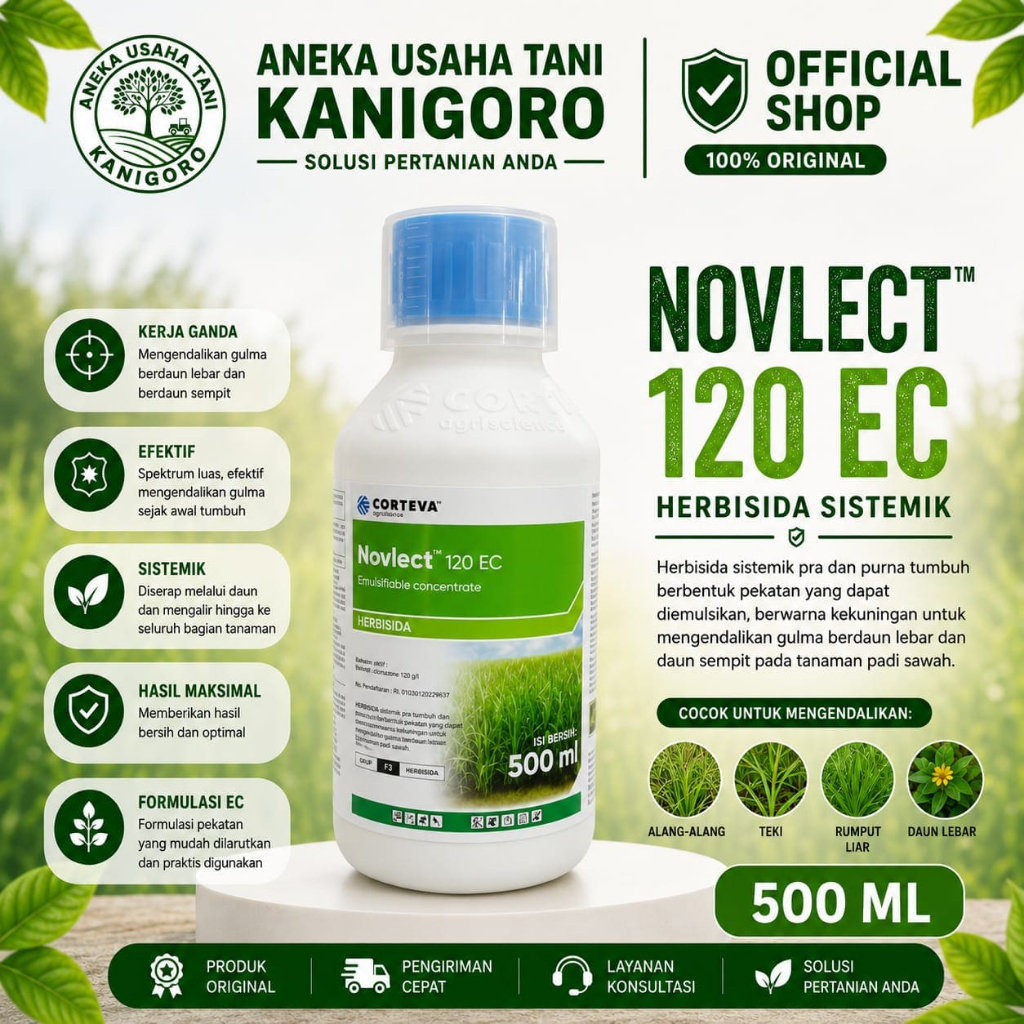 Herbsida Novlect 120EC Obat Pembasmi Gulma Selektif Padi 500ml