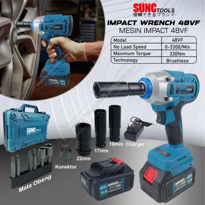 Mesin Impact Baterai Cordless Impact Wrench BRUSHLESS 48V 48VF SUNC TOOLS