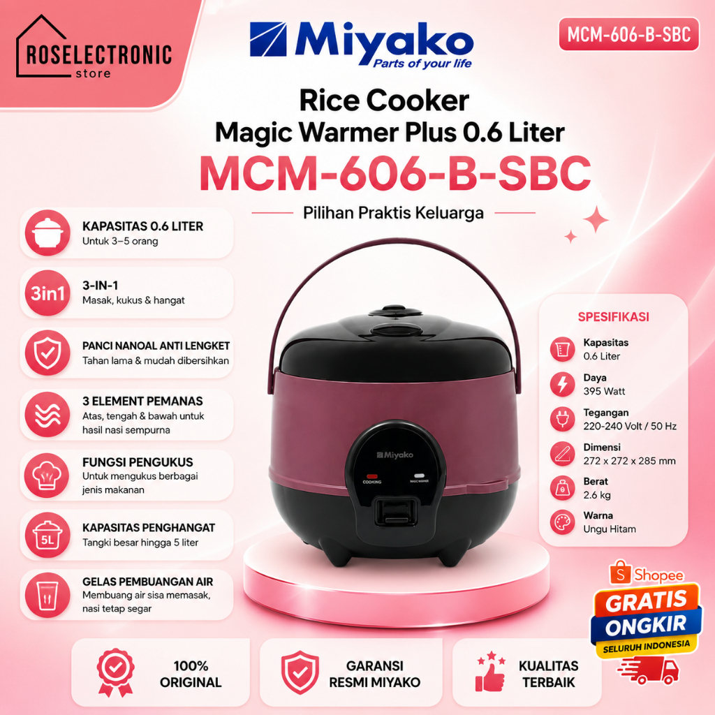 Miyako Rice Cooker MCM 606B SBC Magic Warmer Plus/MCM 606 B SBC/MCM606BSBC/MCM-606-B-SBC