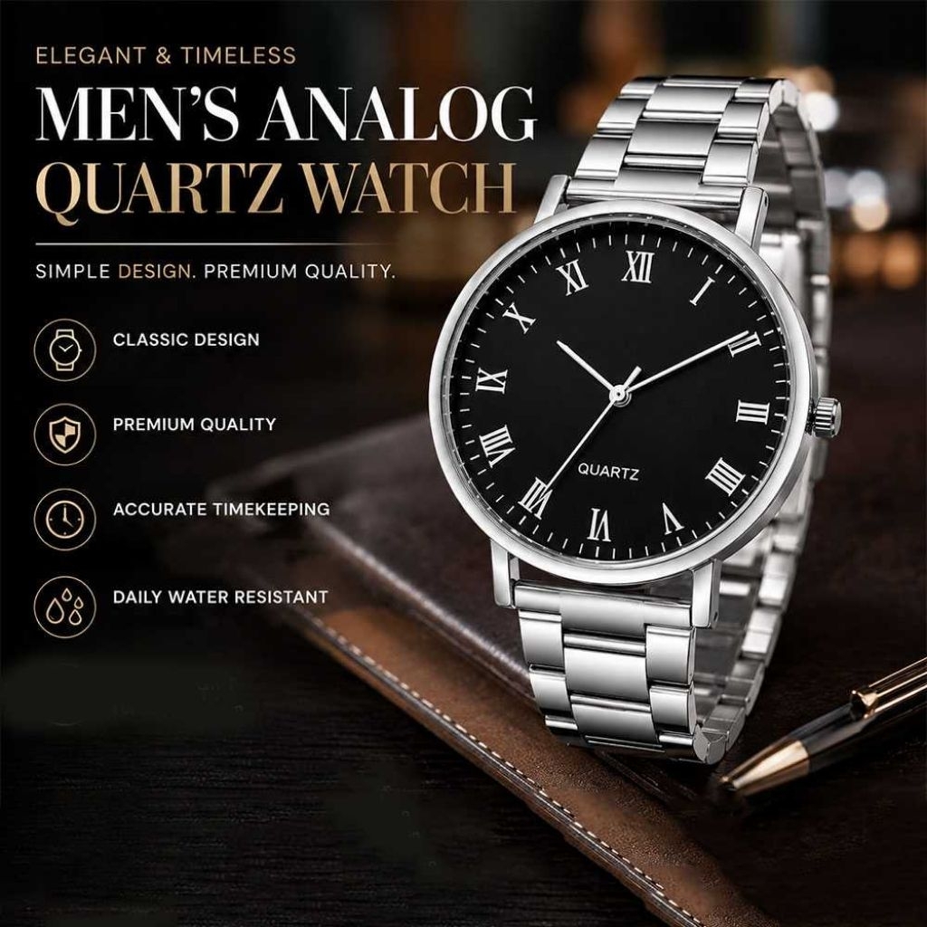 MODIYA Jam tangan Pria Elegant Quartz Stainless drnless Steel 38 MM