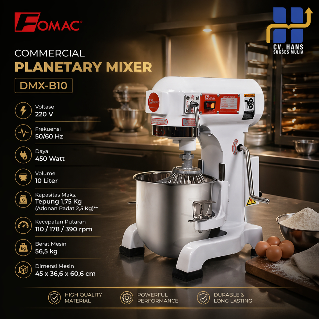 FOMAC MIXER KUE 10 LITER / PLANETARY DOUGHMAKER MACHINE (FOMAC) DMX-B10