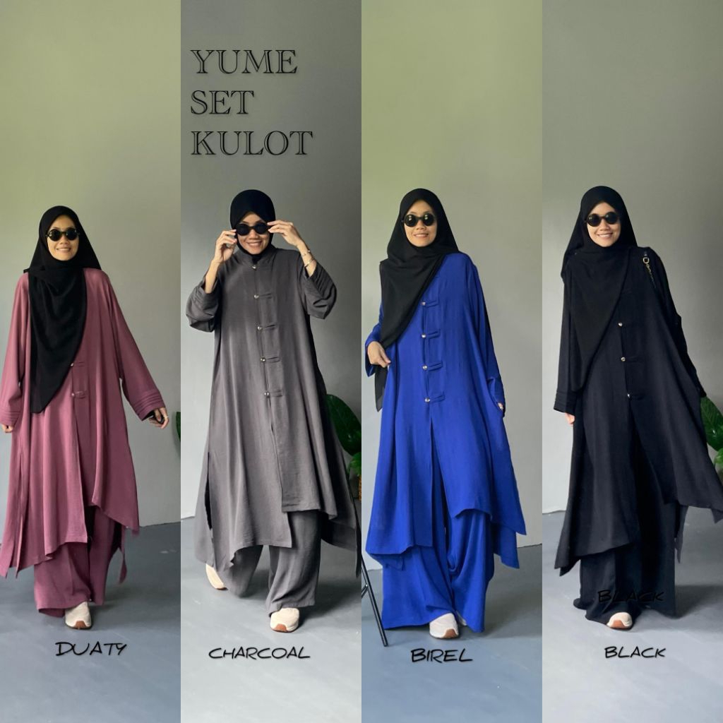 Yume Set Kulot Wanita Lady Dior Airflow Tunik Panjang Setelan Muslim Kulot Lebar Adem Premium
