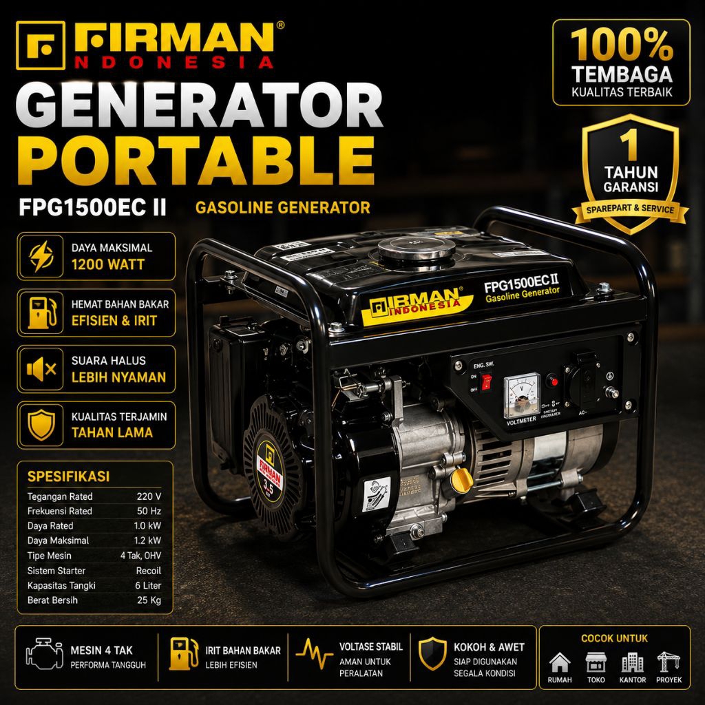 Genset / Generator Firman FPG1500ECII Hitam