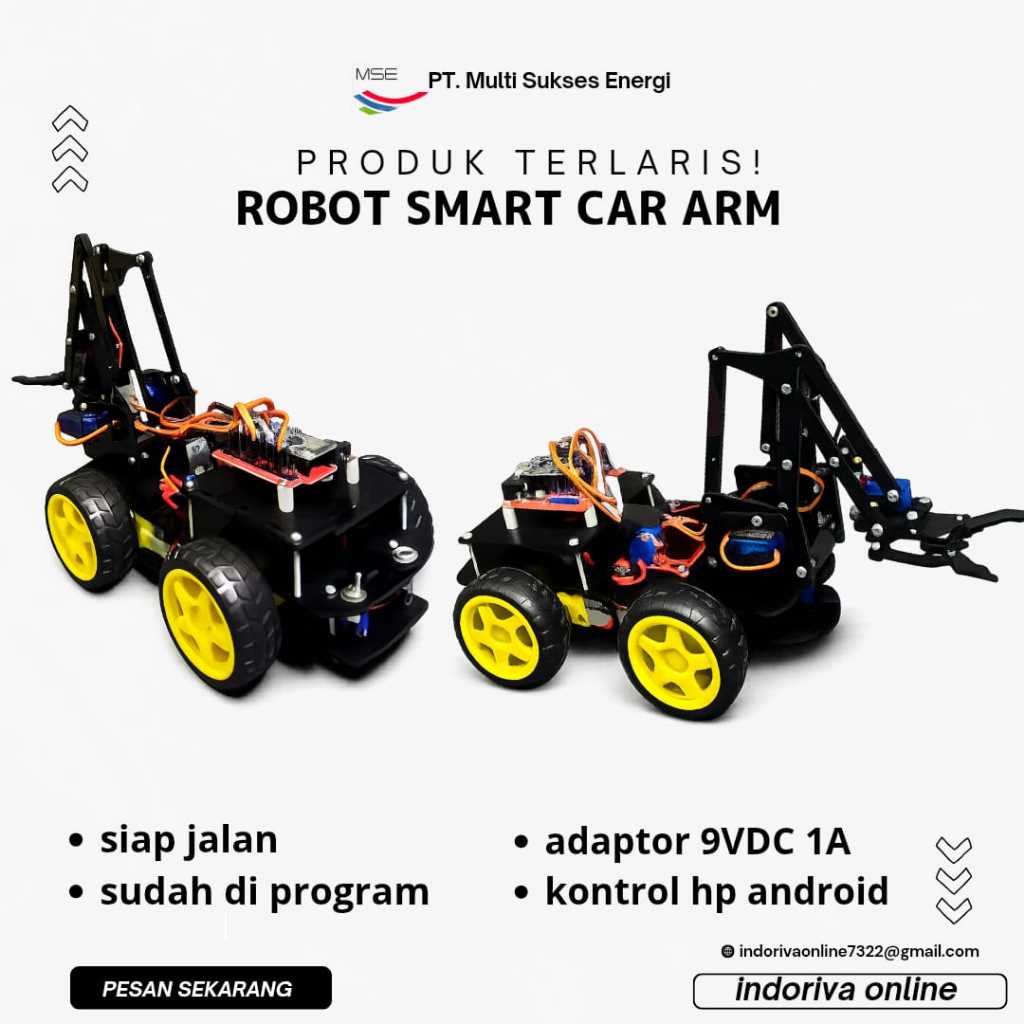 Smart Car Arm Robot Kit, 4WD MeArm, Robot Lengan