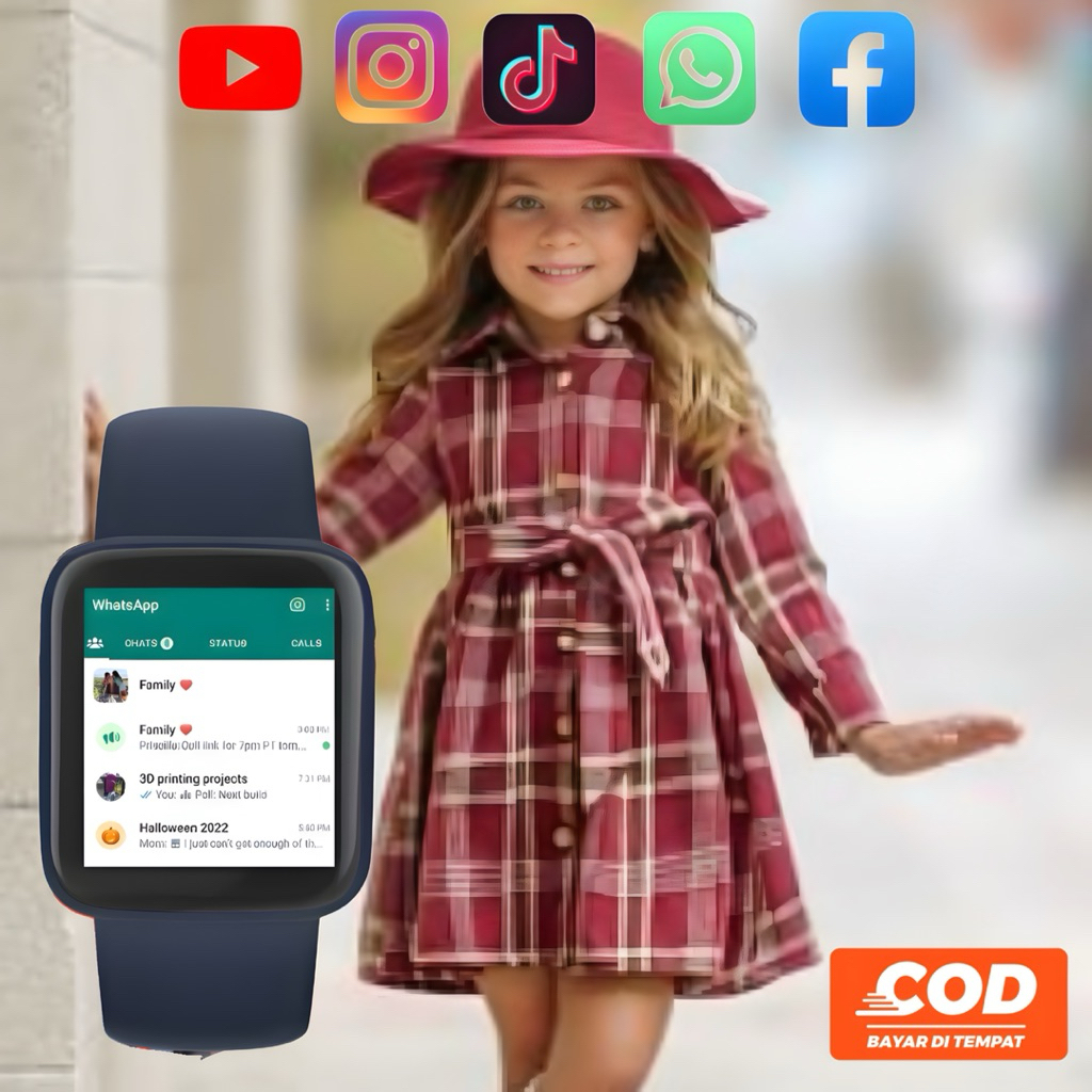 Jam Tangan Pintar Android Bisa WA Telpon Sms Tahan air Smartwatc Pria Wanita Elegan Dewasa Dan anak 