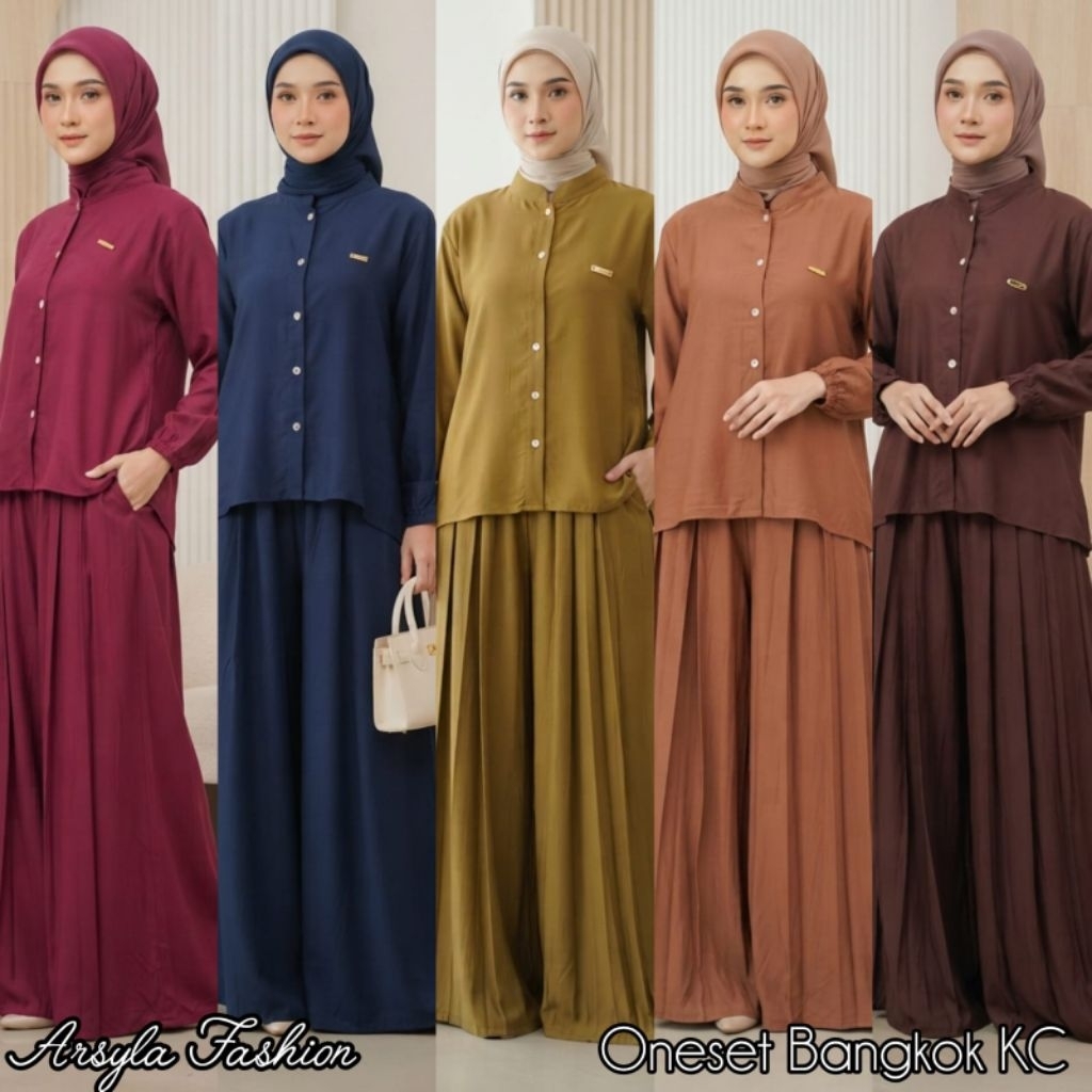 Setelan/Oneset/Setcel Rayon Twill Motif Polos Arsyla Fashion