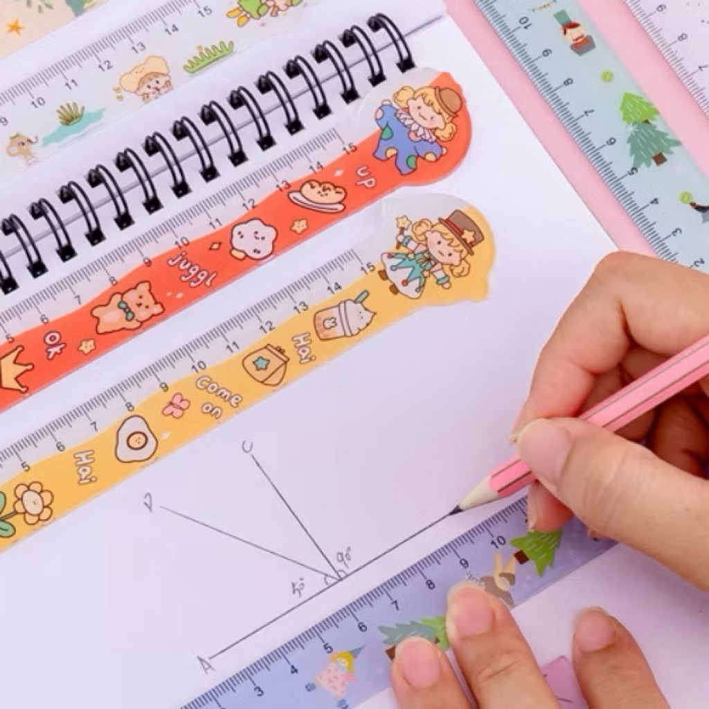 Penggaris Lucu 15cm / Penggaris Sekolah / Penggaris Karakter Cute