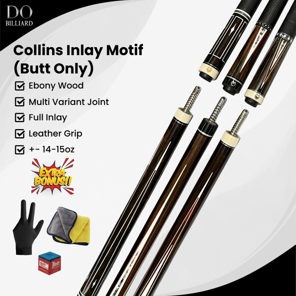 Stick Billiard COLLINS INLAY MOTIF Ebony Cue Stick Billiard / Stick Collins Inlay Motif Ebony (BUTT 