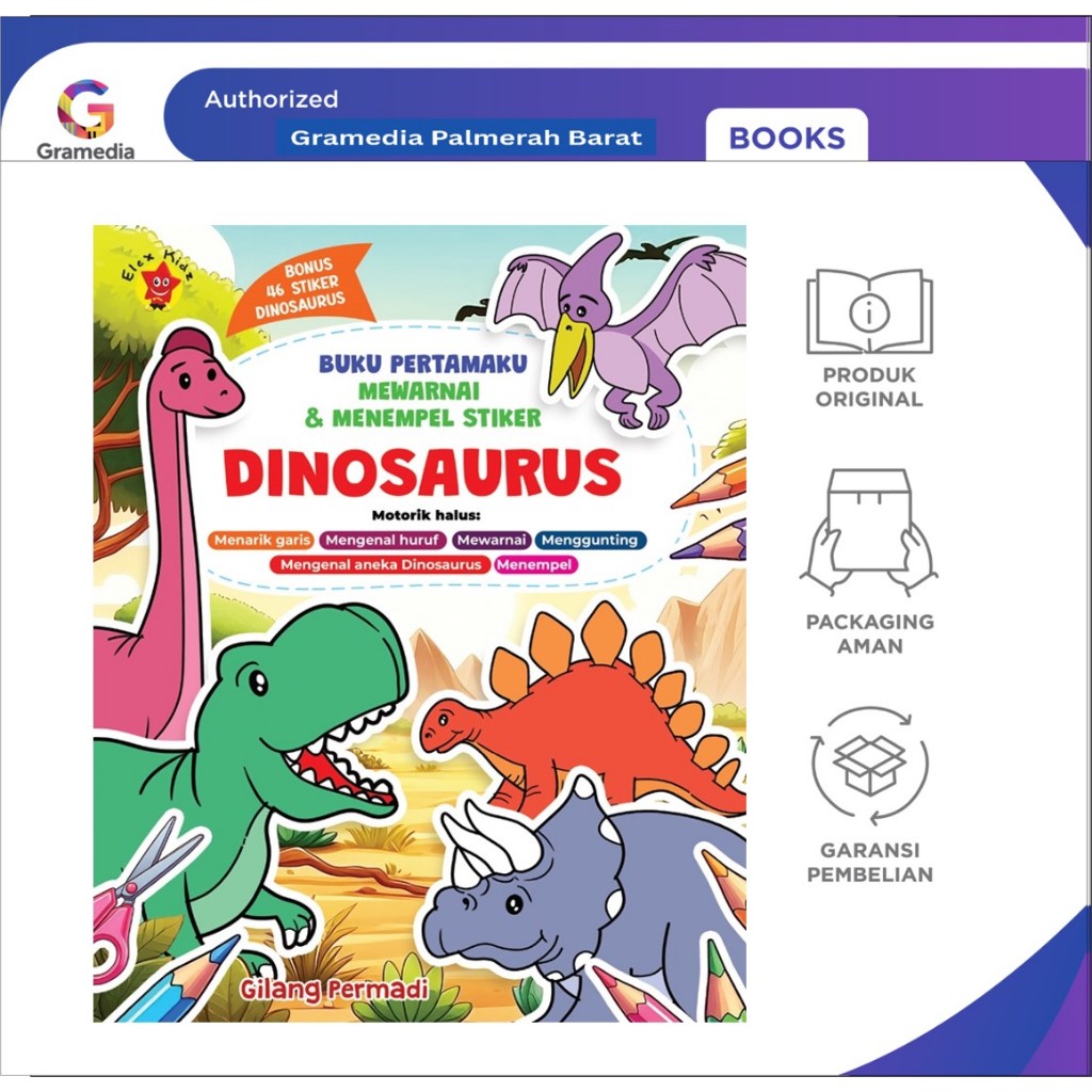 Buku Pertamaku Mewarnai & Menempel Stiker Dinosaurus