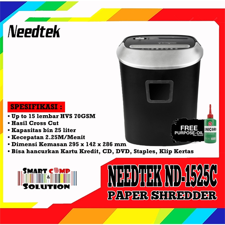 Paper Shredder Needtek ND-1525C / ND1525C / ND1525 - Mesin Penghancur Kertas