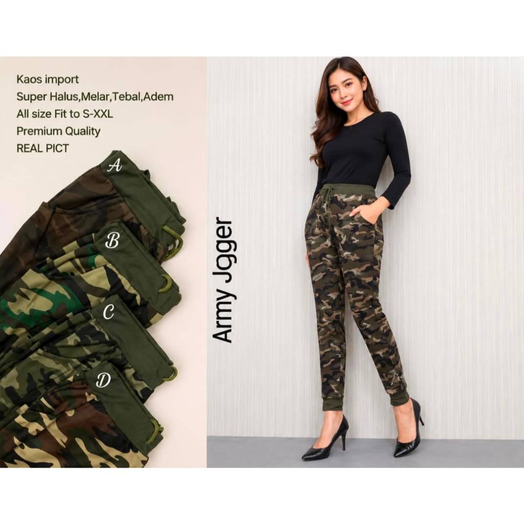 Celana Army Panjangimport/ celana olahraga panjang wanita/ celana olahraga loreng/army wanita import