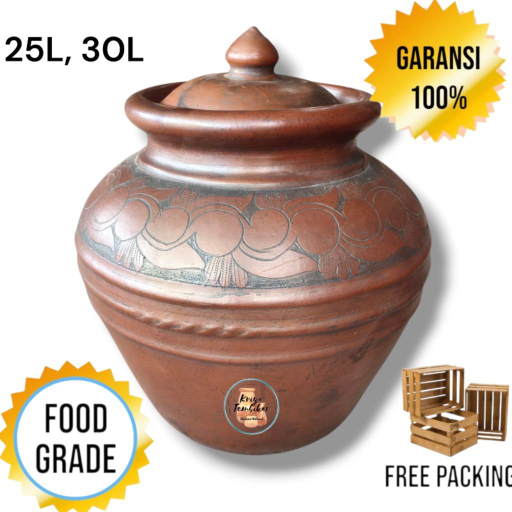 Gentong Beras Gentong Air Gentong Siraman 25,30 liter Free Packing Kayu