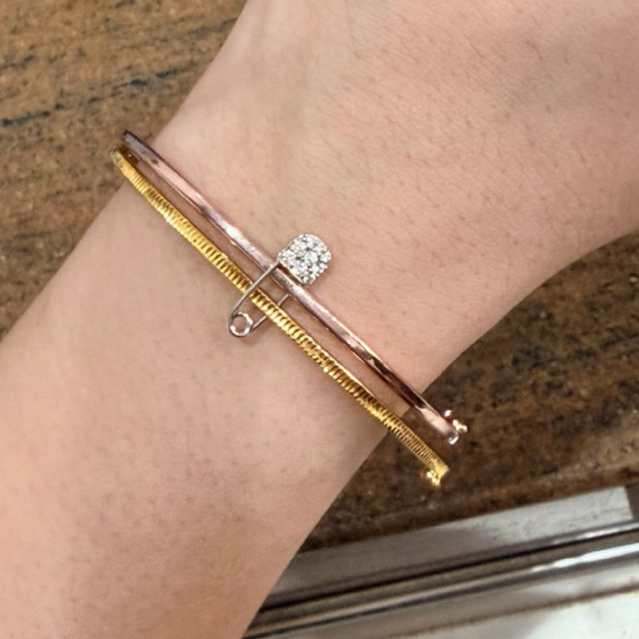 gelang bangle peniti dua susun simple elegant emas asli kadar 700
