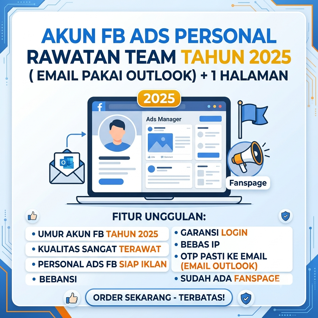 FB Ads Personal Rawatan Team Tahun 2025 + Email Aktif ( Email Pakai Outlook ) + 1 Halaman