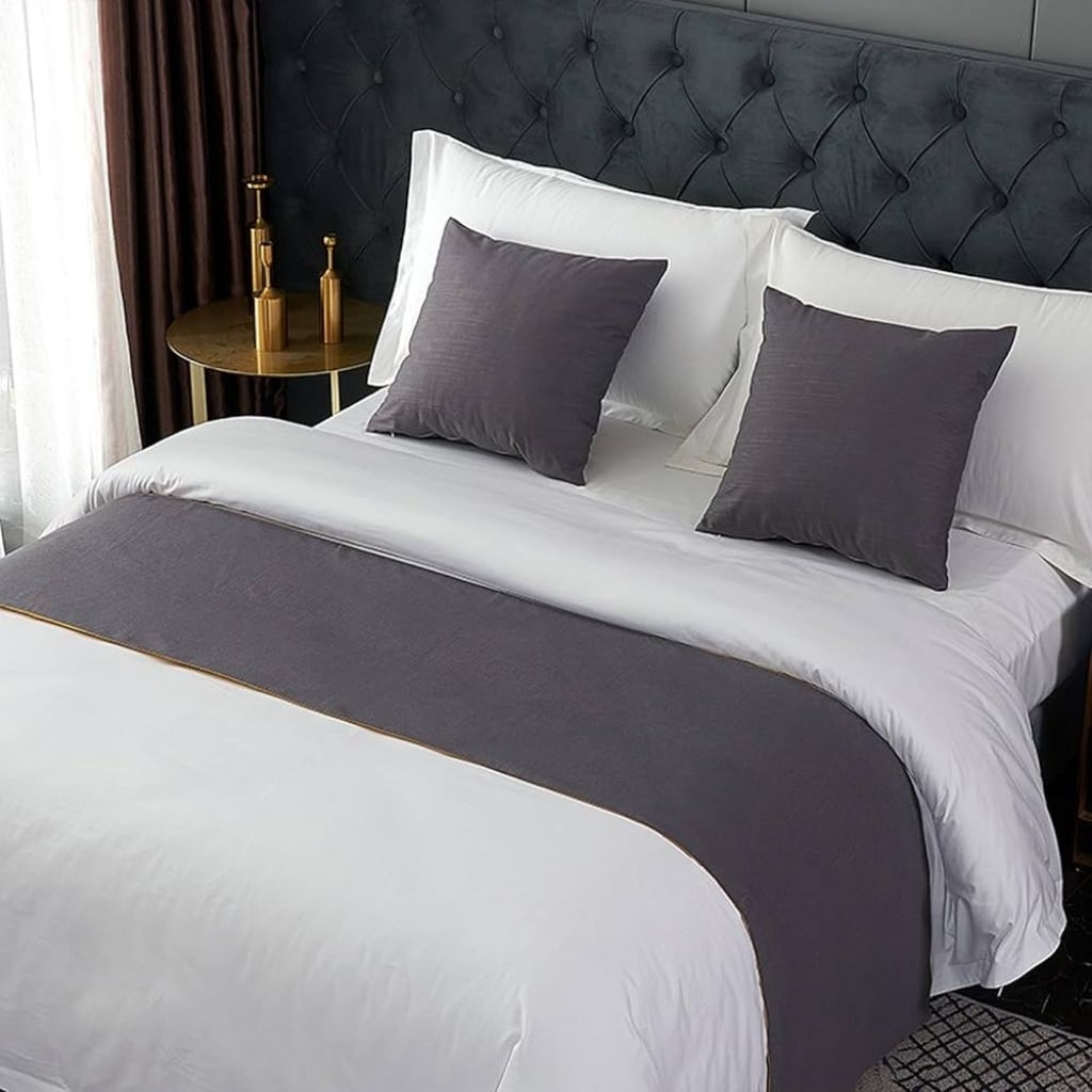 Pesanan Khusus Bed Runner Set Abu Tua Dark Grey