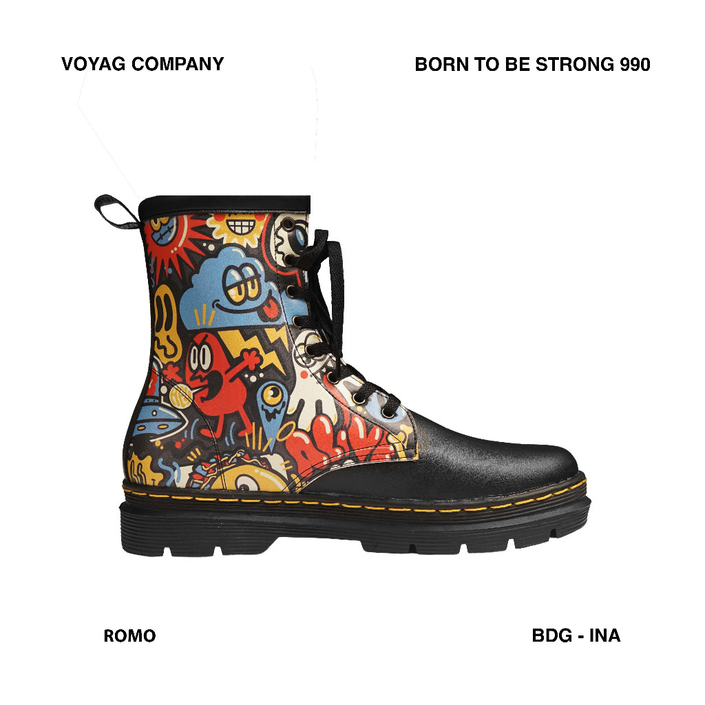 VOYAG COMPANY - ROMO HIGH SEPATU BOOTS LEATHER/KULIT SAPI MUDA HITAM PRIA
