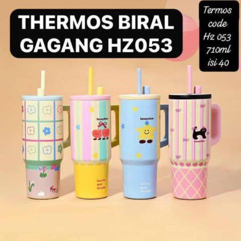 THERMOS VIRAL TANGKAI MOTIF ESTETIK