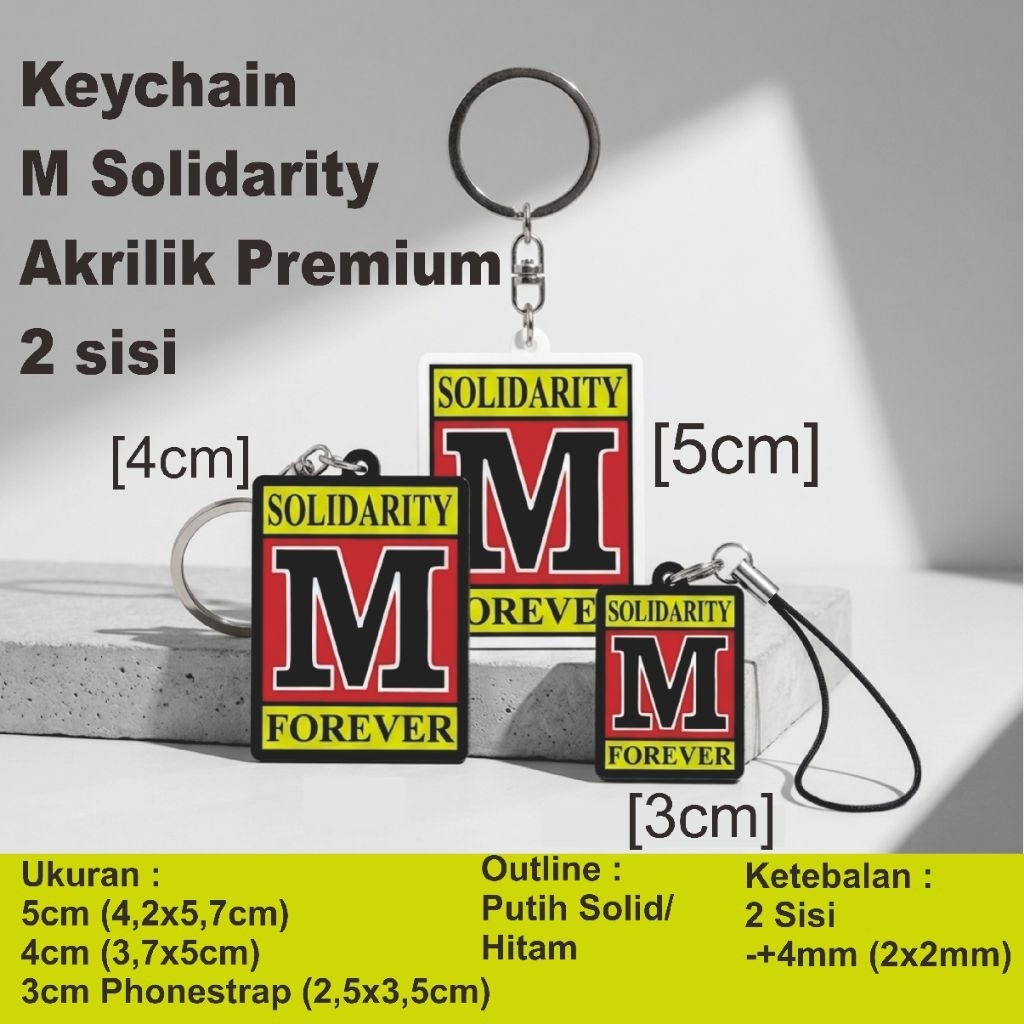M Solver Gantungan Kunci Akrilik M Solidarity Forever 2 Sisi M Solver Keychain Acrylic M University 