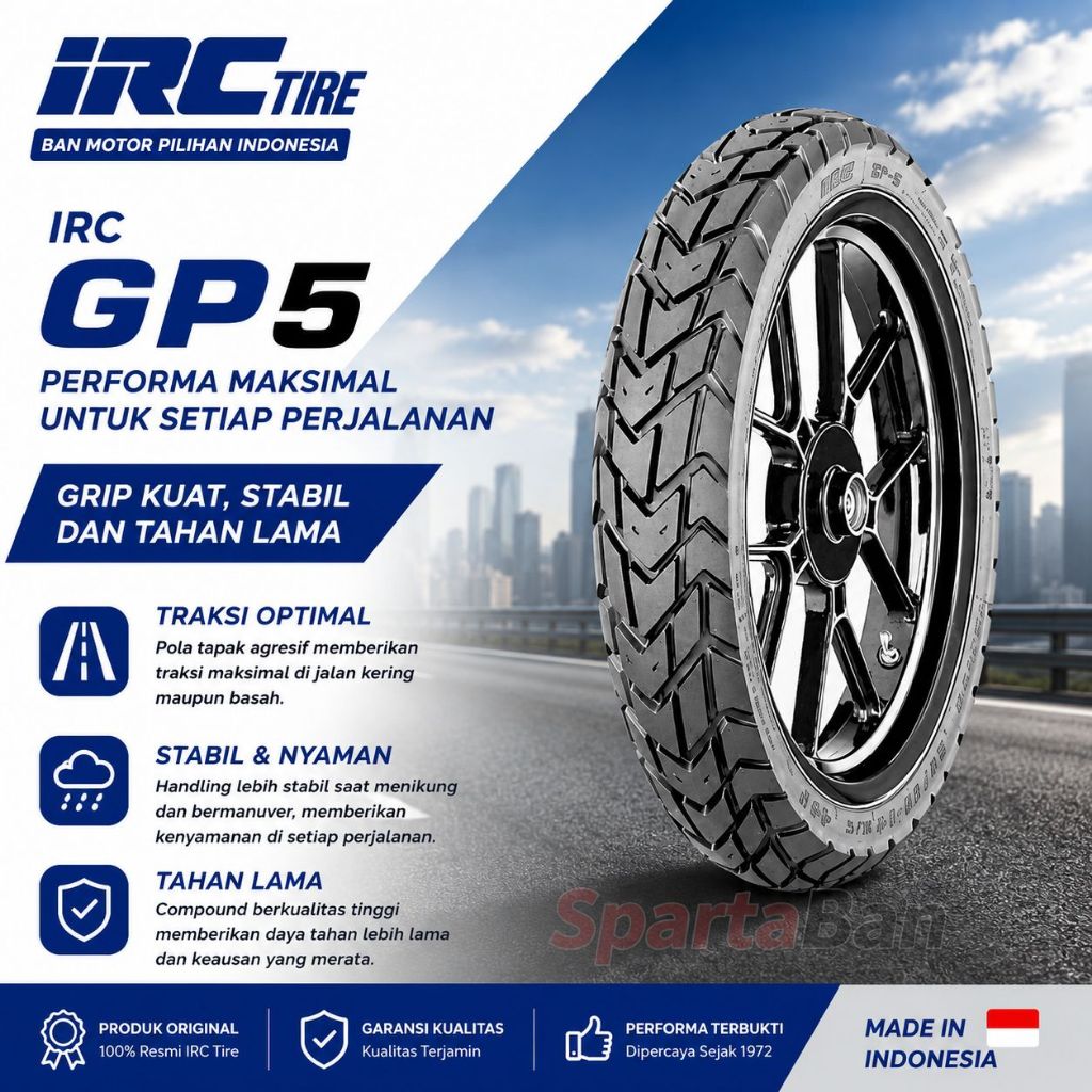 IRC GP-5 100/80-14 Ban Motor Tubeless Original IRC GP5 100/80-14