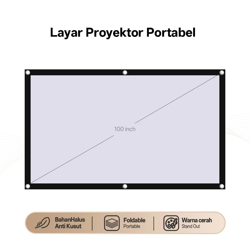 Layar Proyektor Portable 84 / 100 Inch 16:9 / Layar Projector Screen Portable Layar Lipat Portable