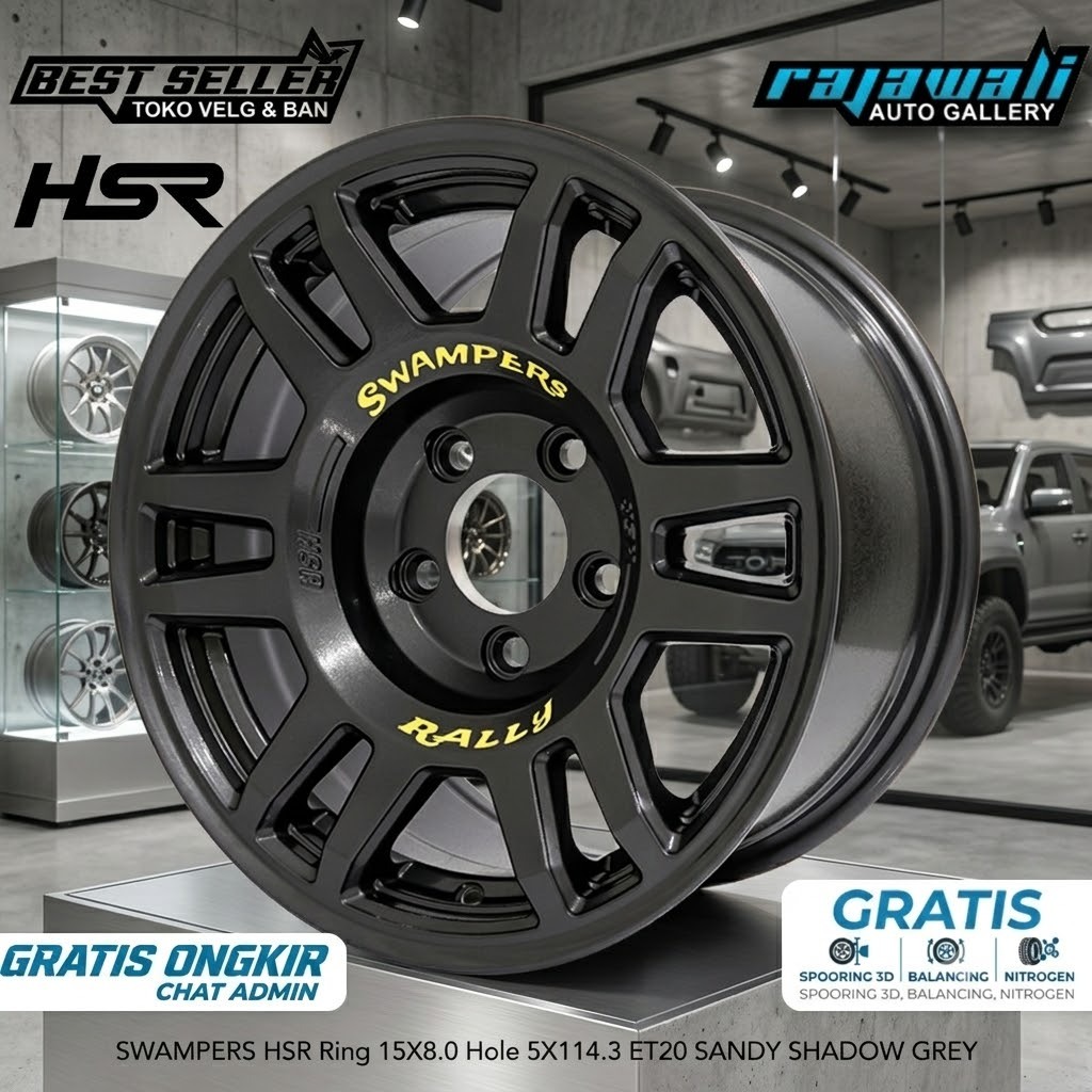 VELG MOBIL RALLY RING 15 HSR SWAMPERS PCD 5X114,3 UNTUK INOVA SIENTA EXPANDER DLL R15-TOKO JAKARTA