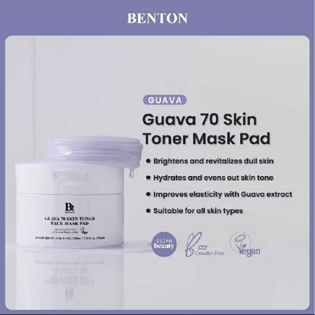 (CLEARANCE SALE) BENTON GUAVA 70 SKIN TONER FACE MASK PAD
