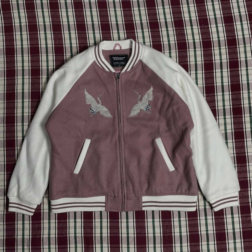 Sukajan Jacket UNIVERSAL TRAVELLER BLACK LABEL size L warna pink